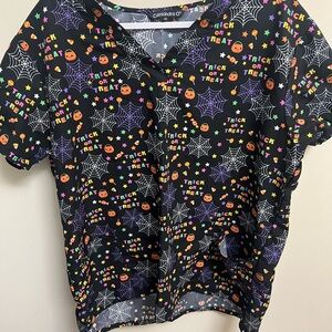 Halloween Themed Scrub top- Black and Orange